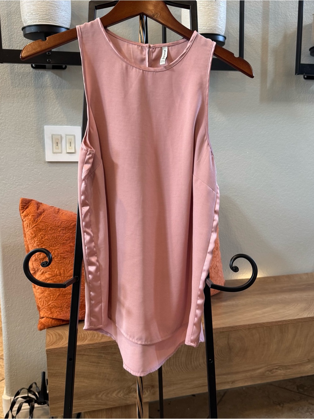 Stradivarius Blush Pink Satin Panel Sleeveless Blouse – Size Medium